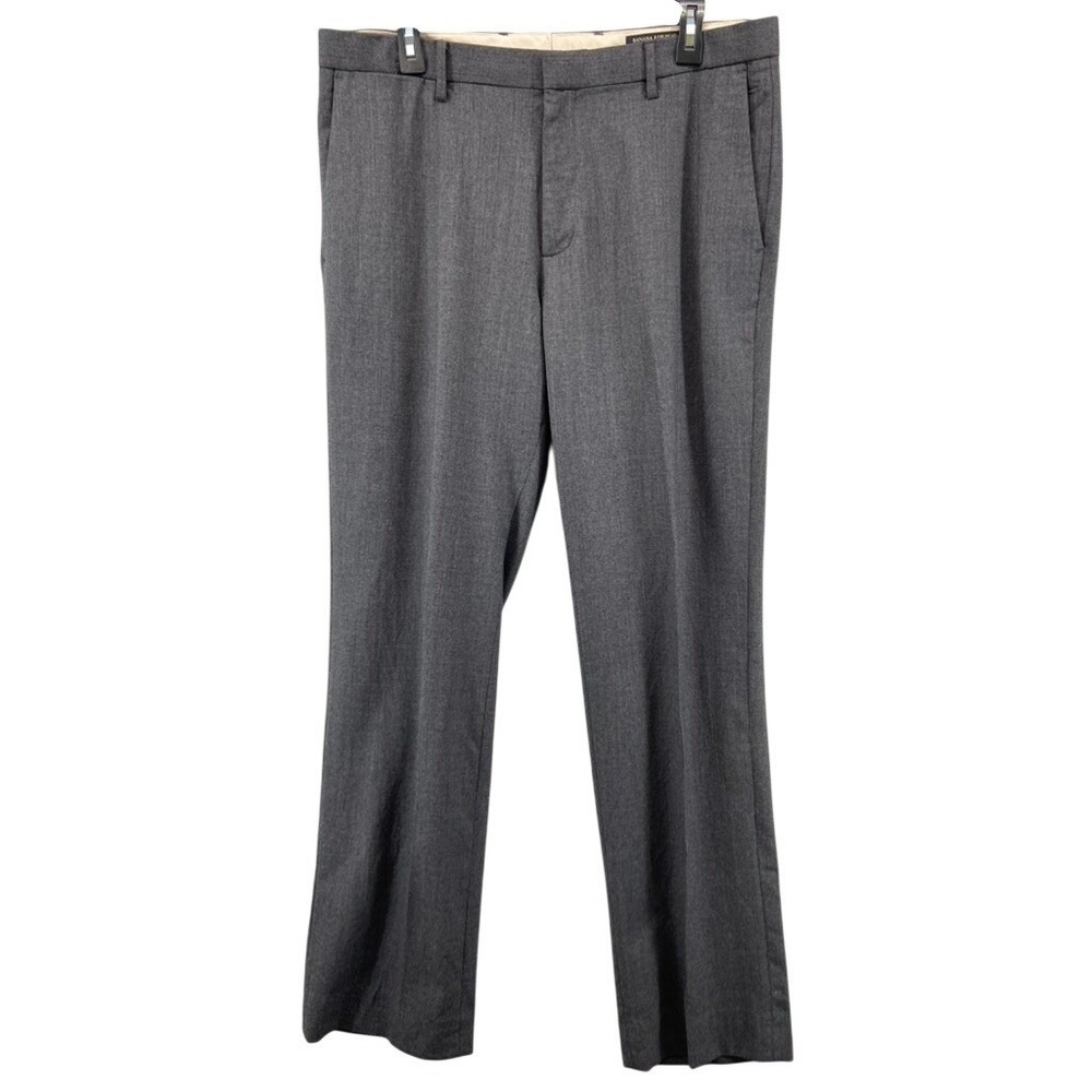 Banana Republic Dress Pants Mens 34x32 Grey Tailored Slim Fit Wool Career Office